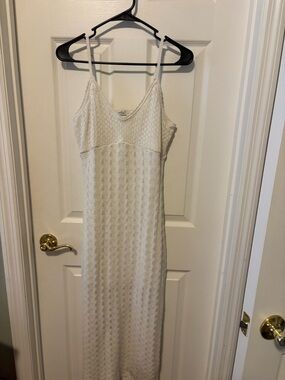 Hollister White Open-Weave Crochet Maxi Dress